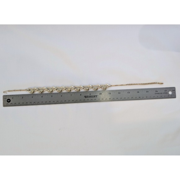 Vintage Champagne Gold Rhinestone Collar Choker Hook Clasp Necklace LT78 - Picture 3 of 6